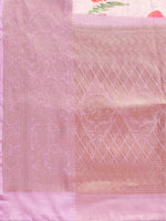 Thumbnail for Lavender Tissue Silk Digital Print Floral Saree with Unstitched Blouse - Hiral Fashion - Distacart