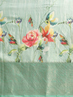 Thumbnail for Turquoise Tissue Silk Digital Print Floral Saree with Unstitched Blouse - Hiral Fashion - Distacart