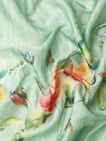 Thumbnail for Turquoise Tissue Silk Digital Print Floral Saree with Unstitched Blouse - Hiral Fashion - Distacart