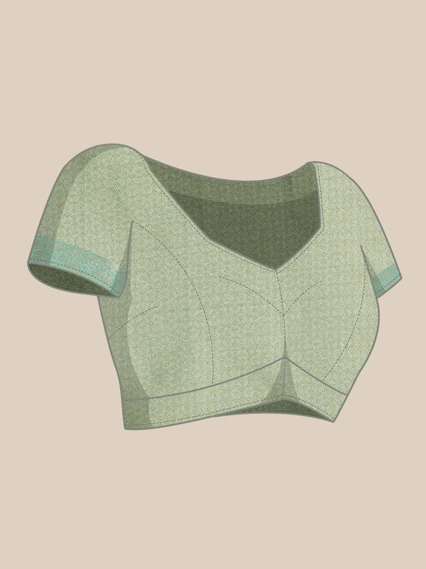 Turquoise Tissue Silk Digital Print Floral Saree with Unstitched Blouse - Hiral Fashion - Distacart