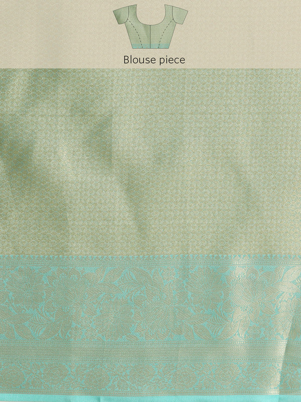 Turquoise Tissue Silk Digital Print Floral Saree with Unstitched Blouse - Hiral Fashion - Distacart