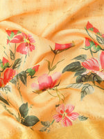 Thumbnail for Yellow Tissue Silk Digital Print Floral Saree with Unstitched Blouse - Hiral Fashion - Distacart