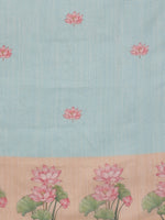 Thumbnail for Blue Cotton Blend Digital Print Animal Print Saree with Unstitched Blouse - Hiral Fashion - Distacart