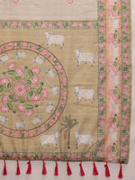 Thumbnail for Green Cotton Blend Digital Print Animal Print Saree with Unstitched Blouse - Hiral Fashion - Distacart