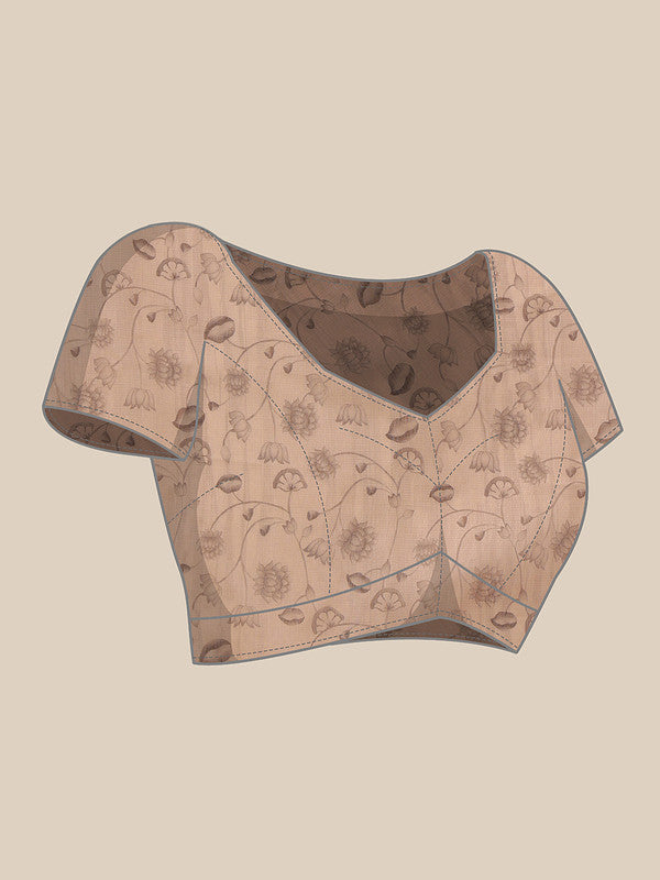 Green Cotton Blend Digital Print Animal Print Saree with Unstitched Blouse - Hiral Fashion - Distacart