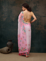 Thumbnail for Light Pink Cotton Blend Digital Print Animal Print Saree with Unstitched Blouse - Hiral Fashion - Distacart
