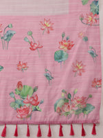 Thumbnail for Light Pink Cotton Blend Digital Print Animal Print Saree with Unstitched Blouse - Hiral Fashion - Distacart