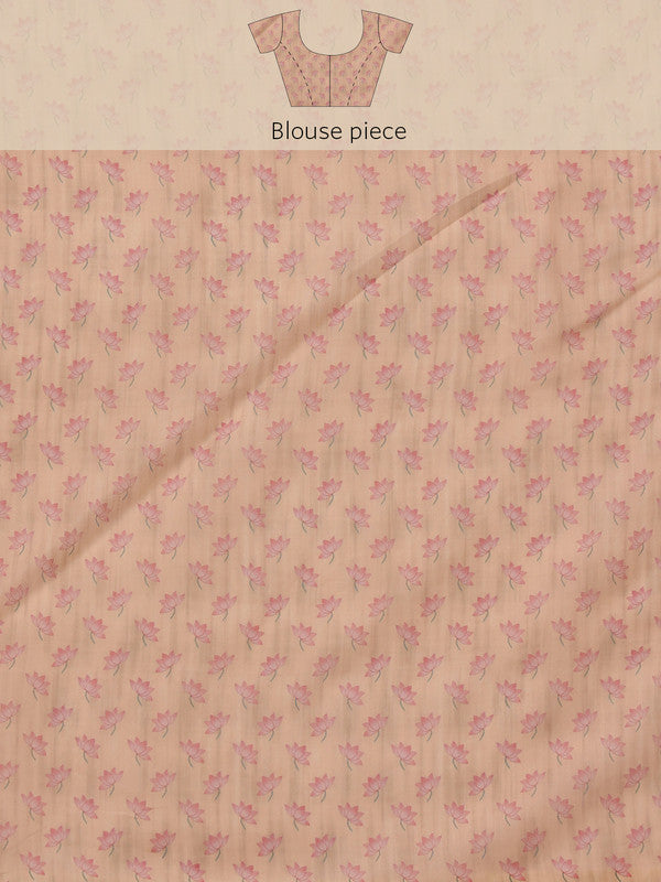 Light Pink Cotton Blend Digital Print Animal Print Saree with Unstitched Blouse - Hiral Fashion - Distacart