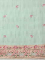 Thumbnail for Turquoise Cotton Blend Digital Print Animal Print Saree with Unstitched Blouse - Hiral Fashion - Distacart