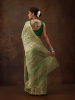 Thumbnail for Green Cotton Woven Zari Design Floral Saree with Unstitched Blouse - Hiral Fashion - Distacart