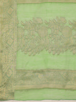Thumbnail for Green Cotton Woven Zari Design Floral Saree with Unstitched Blouse - Hiral Fashion - Distacart