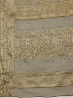 Thumbnail for Gray Cotton Woven Zari Design Floral Saree with Unstitched Blouse - Hiral Fashion - Distacart