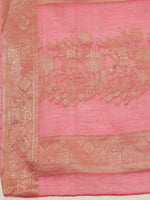 Thumbnail for Pink Cotton Woven Zari Design Floral Saree with Unstitched Blouse - Hiral Fashion - Distacart