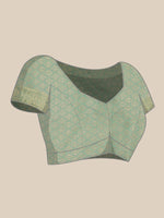 Thumbnail for Turquoise Cotton Woven Zari Design Floral Saree with Unstitched Blouse - Hiral Fashion - Distacart