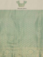 Thumbnail for Turquoise Cotton Woven Zari Design Floral Saree with Unstitched Blouse - Hiral Fashion - Distacart
