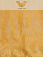 Thumbnail for Yellow Cotton Woven Zari Design Floral Saree with Unstitched Blouse - Hiral Fashion - Distacart