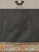 Thumbnail for Black Cotton Blend Woven Thread Floral Saree with Unstitched Blouse - Hiral Fashion - Distacart