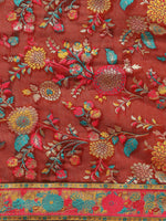 Thumbnail for Red Cotton Blend Woven Thread Floral Saree with Unstitched Blouse - Hiral Fashion - Distacart