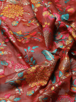 Thumbnail for Red Cotton Blend Woven Thread Floral Saree with Unstitched Blouse - Hiral Fashion - Distacart