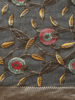 Thumbnail for Black Cotton Blend Woven Thread Floral Saree with Unstitched Blouse - Hiral Fashion - Distacart