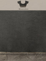 Thumbnail for Black Cotton Blend Woven Thread Floral Saree with Unstitched Blouse - Hiral Fashion - Distacart