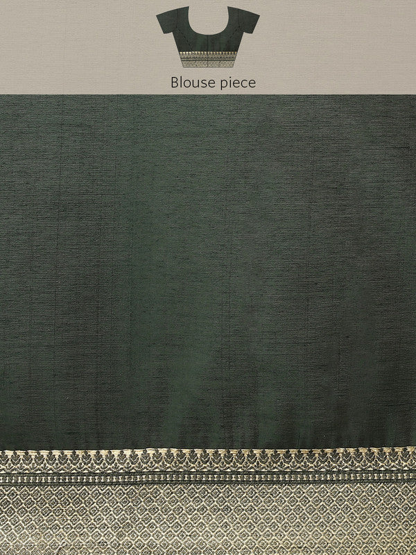 Green Cotton Blend Woven Thread Floral Saree with Unstitched Blouse - Hiral Fashion - Distacart