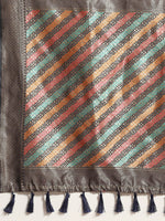 Thumbnail for Navy Blue Cotton Blend Woven Thread Floral Saree with Unstitched Blouse - Hiral Fashion - Distacart