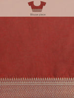 Thumbnail for Red Cotton Blend Woven Thread Floral Saree with Unstitched Blouse - Hiral Fashion - Distacart