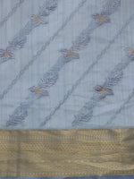 Thumbnail for Blue Kota Doria Embroidered Floral Saree with Unstitched Blouse - Hiral Fashion - Distacart