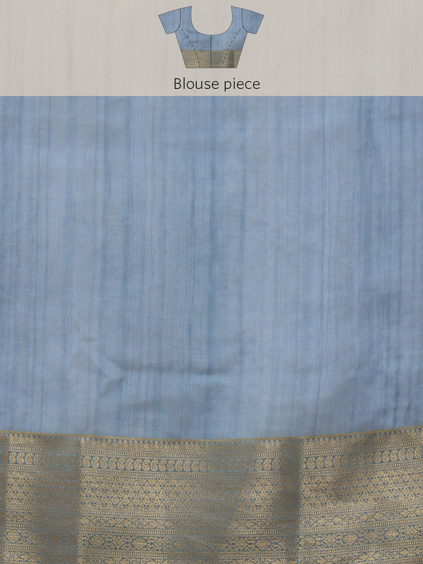 Blue Kota Doria Embroidered Floral Saree with Unstitched Blouse - Hiral Fashion - Distacart