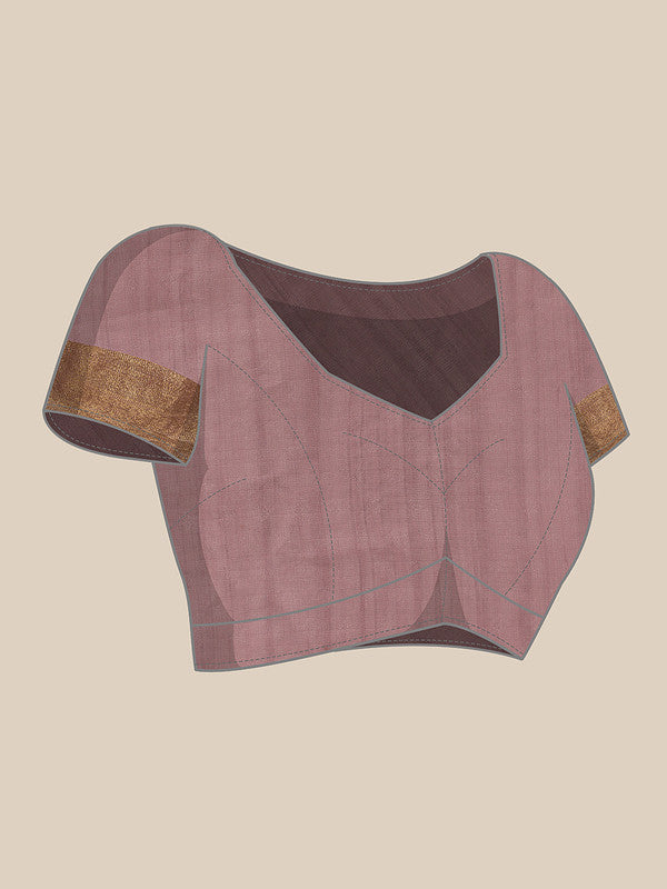 Pink Kota Doria Embroidered Floral Saree with Unstitched Blouse - Hiral Fashion - Distacart