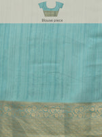 Thumbnail for Turquoise Kota Doria Embroidered Floral Saree with Unstitched Blouse - Hiral Fashion - Distacart