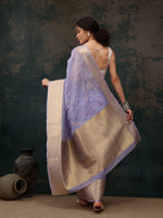 Thumbnail for Lavender Kota Doria Embroidered Floral Saree with Unstitched Blouse - Hiral Fashion - Distacart