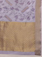Thumbnail for Lavender Kota Doria Embroidered Floral Saree with Unstitched Blouse - Hiral Fashion - Distacart