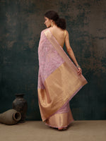 Thumbnail for Pink Kota Doria Embroidered Floral Saree with Unstitched Blouse - Hiral Fashion - Distacart