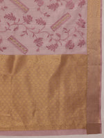Thumbnail for Pink Kota Doria Embroidered Floral Saree with Unstitched Blouse - Hiral Fashion - Distacart