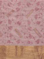 Thumbnail for Pink Kota Doria Embroidered Floral Saree with Unstitched Blouse - Hiral Fashion - Distacart