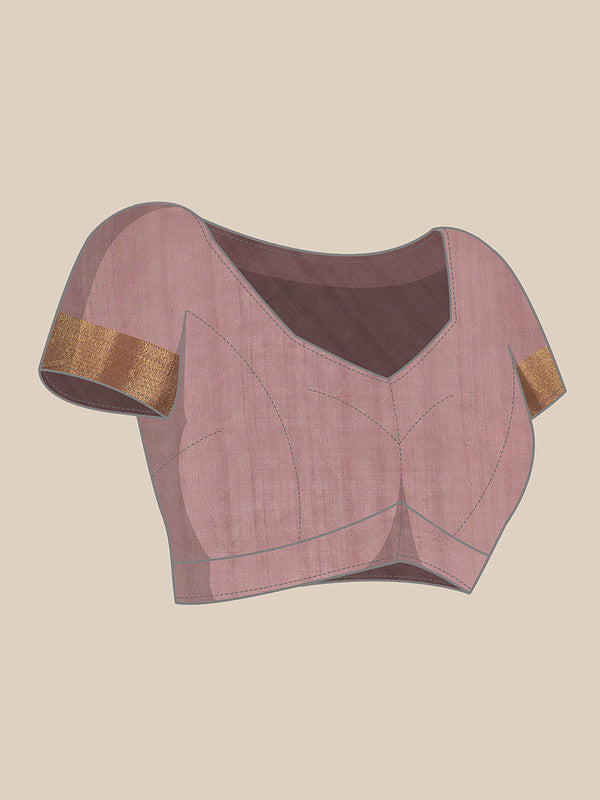 Pink Kota Doria Embroidered Floral Saree with Unstitched Blouse - Hiral Fashion - Distacart