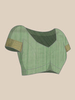 Thumbnail for Green Kota Doria Embroidered Floral Saree with Unstitched Blouse - Hiral Fashion - Distacart