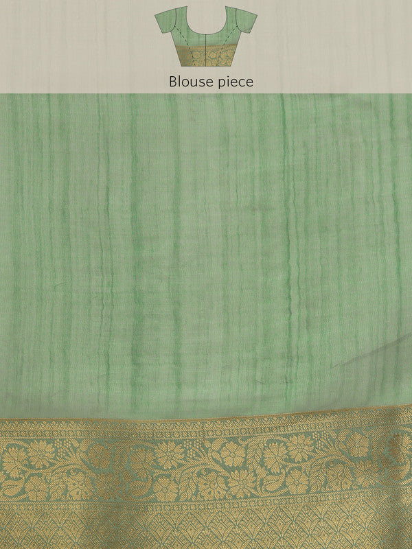 Green Kota Doria Embroidered Floral Saree with Unstitched Blouse - Hiral Fashion - Distacart
