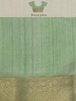 Thumbnail for Green Kota Doria Embroidered Floral Saree with Unstitched Blouse - Hiral Fashion - Distacart