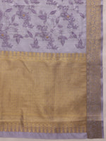 Thumbnail for Lavender Kota Doria Embroidered Floral Saree with Unstitched Blouse - Hiral Fashion - Distacart