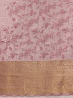 Thumbnail for Pink Kota Doria Embroidered Floral Saree with Unstitched Blouse - Hiral Fashion - Distacart
