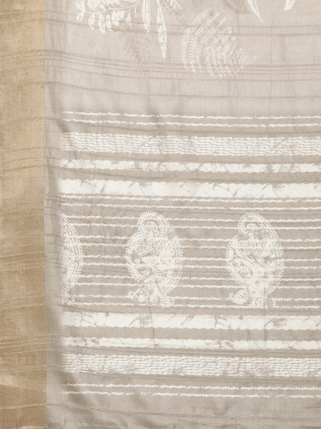 Beige Silk Blend Digital Print Floral Saree with Unstitched Blouse - Hiral Fashion - Distacart