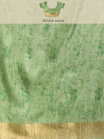 Thumbnail for Green Silk Blend Digital Print Floral Saree with Unstitched Blouse - Hiral Fashion - Distacart