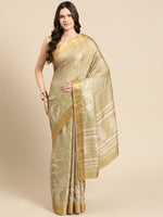 Thumbnail for Olive Silk Blend Digital Print Floral Saree with Unstitched Blouse - Hiral Fashion - Distacart