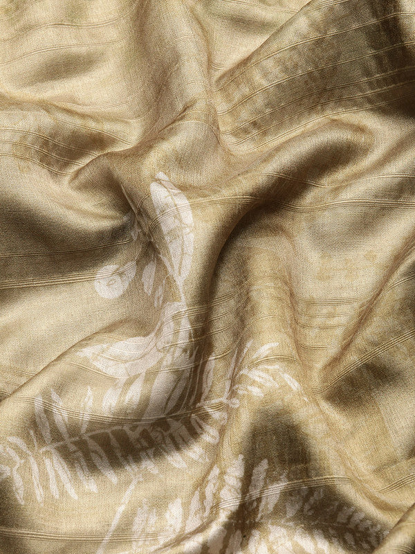 Olive Silk Blend Digital Print Floral Saree with Unstitched Blouse - Hiral Fashion - Distacart