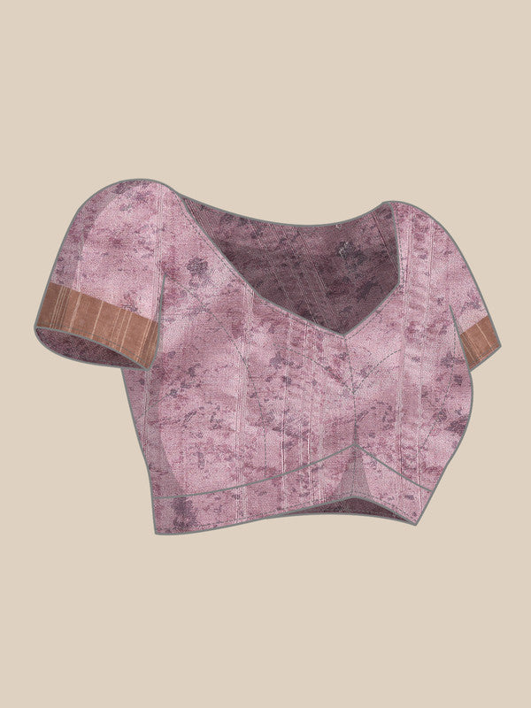 Purple Silk Blend Digital Print Floral Saree with Unstitched Blouse - Hiral Fashion - Distacart