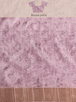 Thumbnail for Purple Silk Blend Digital Print Floral Saree with Unstitched Blouse - Hiral Fashion - Distacart