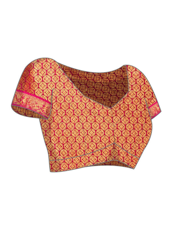 Black Pure Silk Woven Zari Design Polka Dots Saree with Unstitched Blouse - Hiral Fashion - Distacart